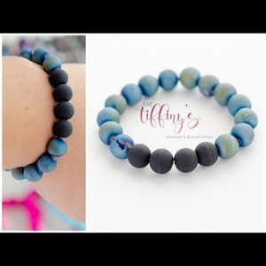 Natural blue druzy agate bracelet